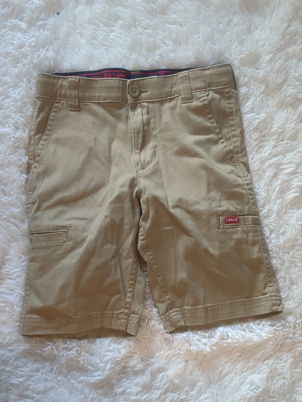 Levi's Boy's Tan Cargo Shorts with Red Logo Tab